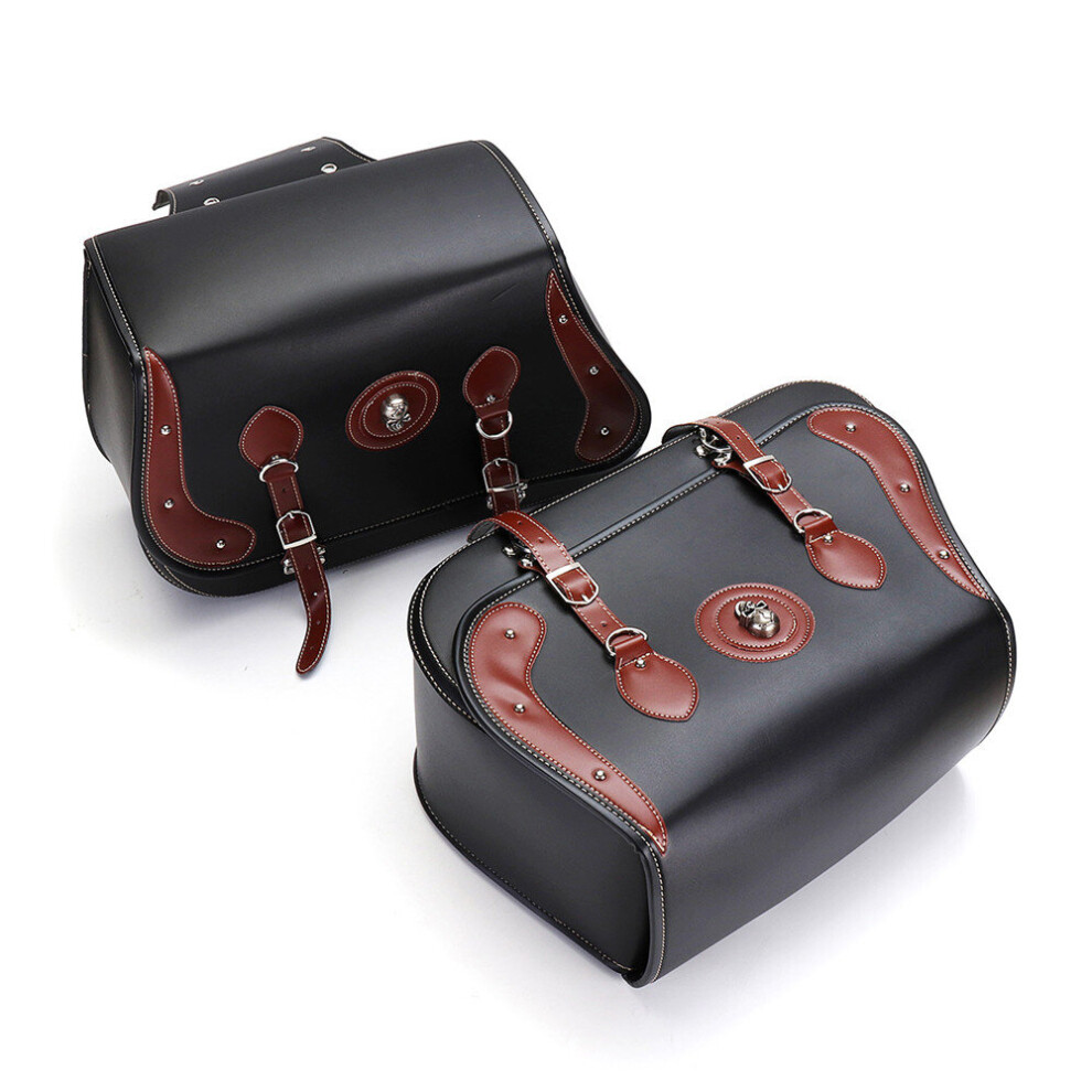 New Universal Pair Motorcycle Saddlebags Pu Leather Side Pouch Luggage Bicycle Tool Bag 762179097785