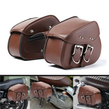 Nuevas alforjas laterales de cuero PU marrón para motocicleta bolsa de herramientas para el basculante para Harley