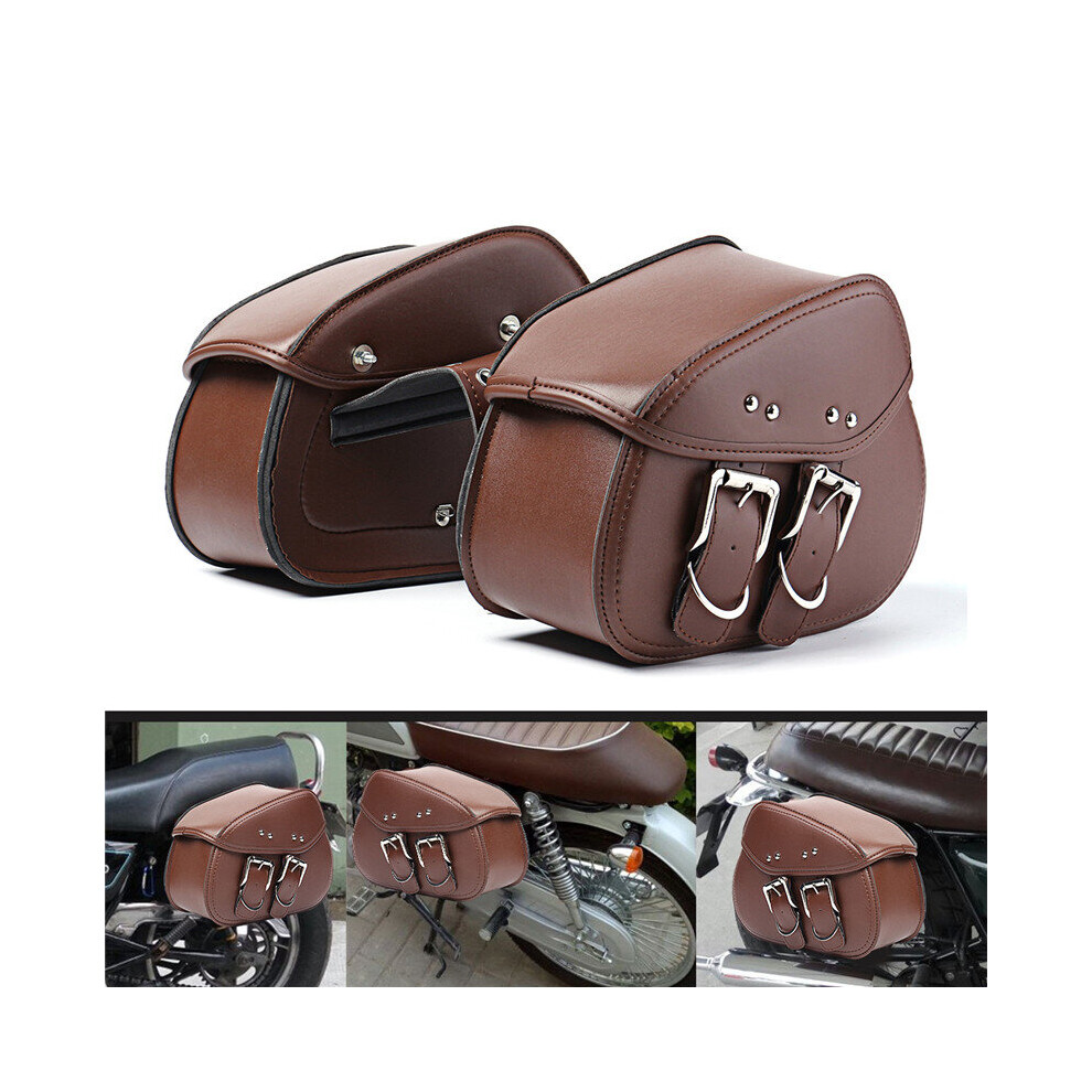 New Motorcycle Pu Leather Saddlebags Swingarm Side Tool Bag For Harley Brown 762179090229