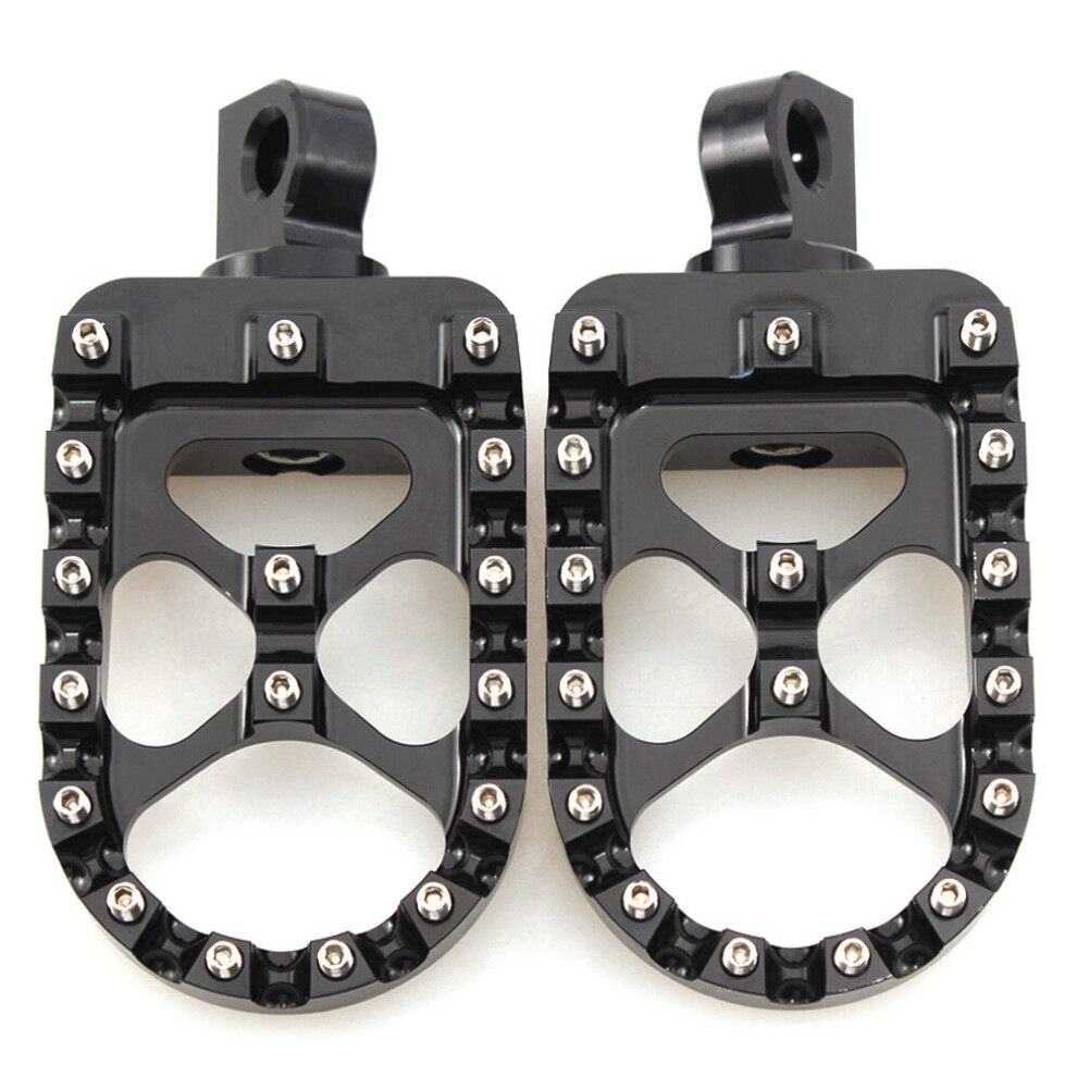 New Motorcycle Mx Footpeg Footrest Rests Pedal Fat Foot Pegs For Harley Dyna/Sportster Iron 883 1200 Universal Black 762179085348