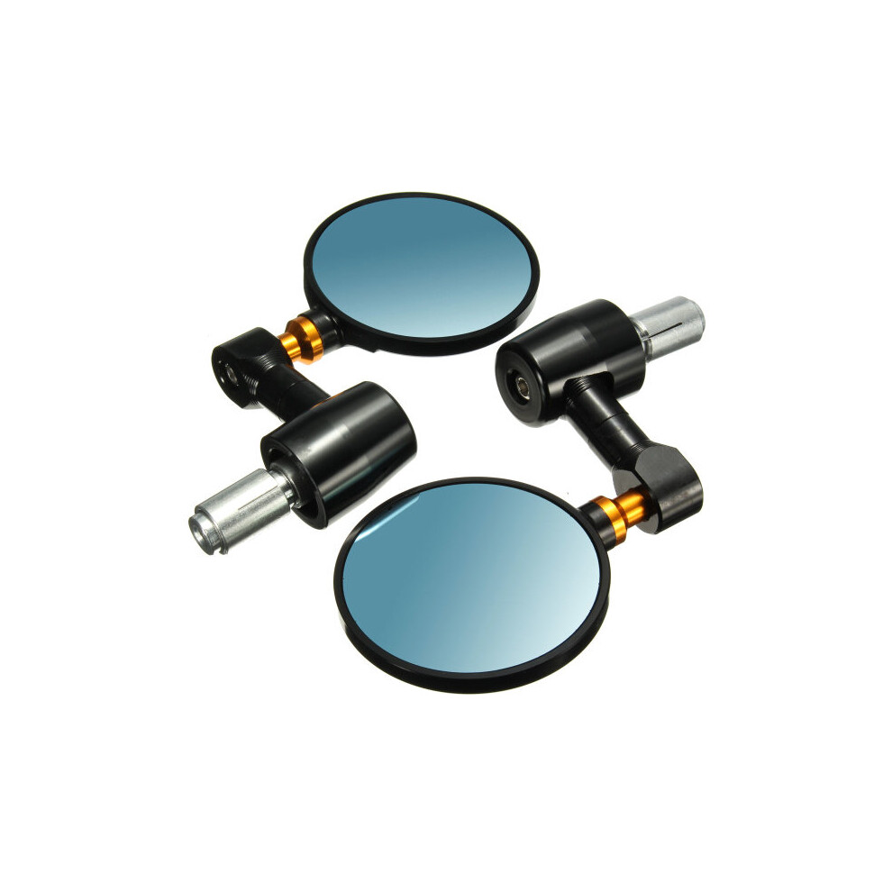 New 22Mm/0.87In Motorcycle Handlebar End Rear View Side Rear View Mirror Cnc Aluminum Pair Black 762179085584