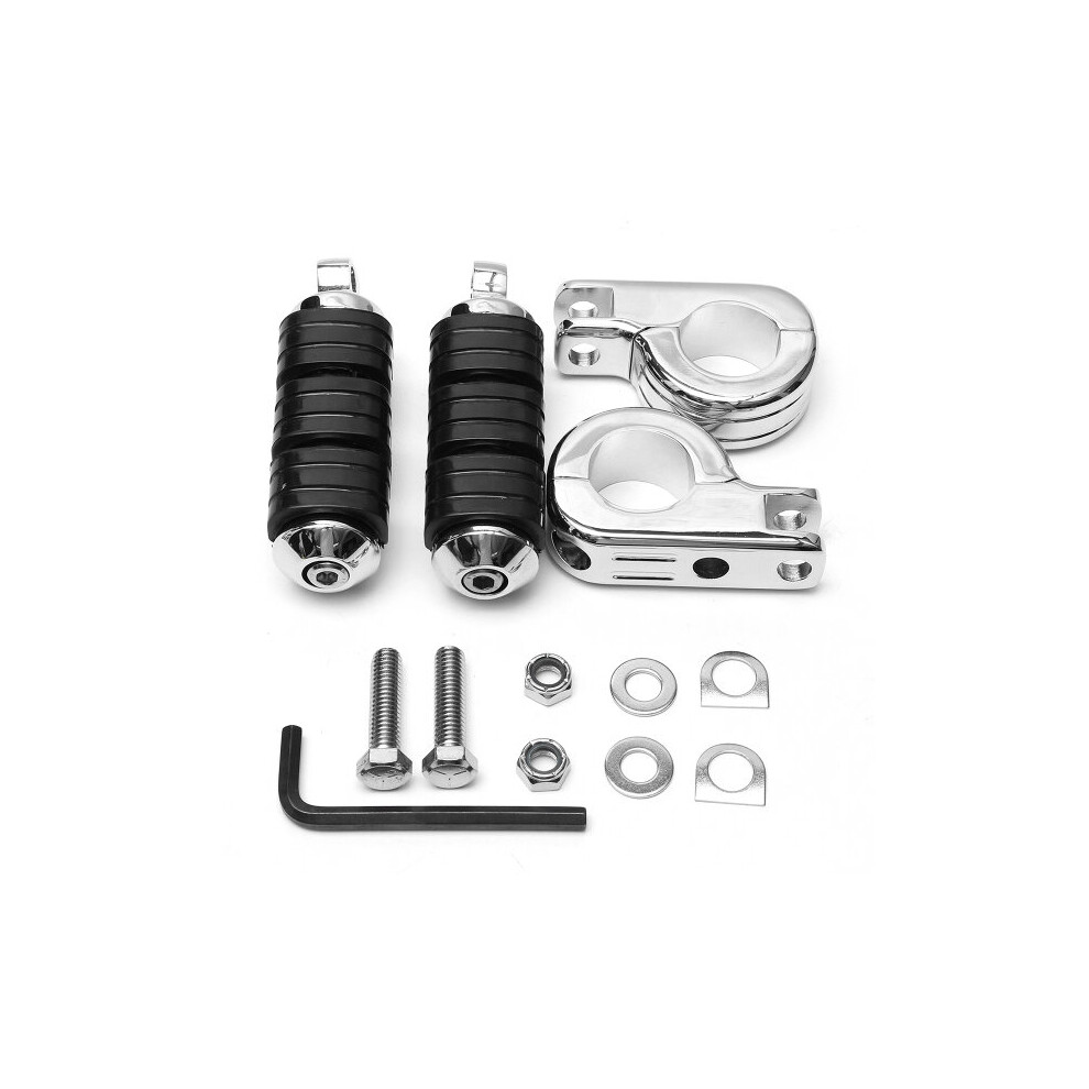 New 1.25 Inch/3.2Cm Chrome Rear Footrest Clamp Pair Short Foot Pegs For Motorcycle Atv Utv Scooter Black 762179093473