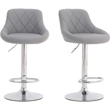 2 Pcs Grey Bar Stools UK Adjustable Swivel Gas Lift Rest Chairs Best