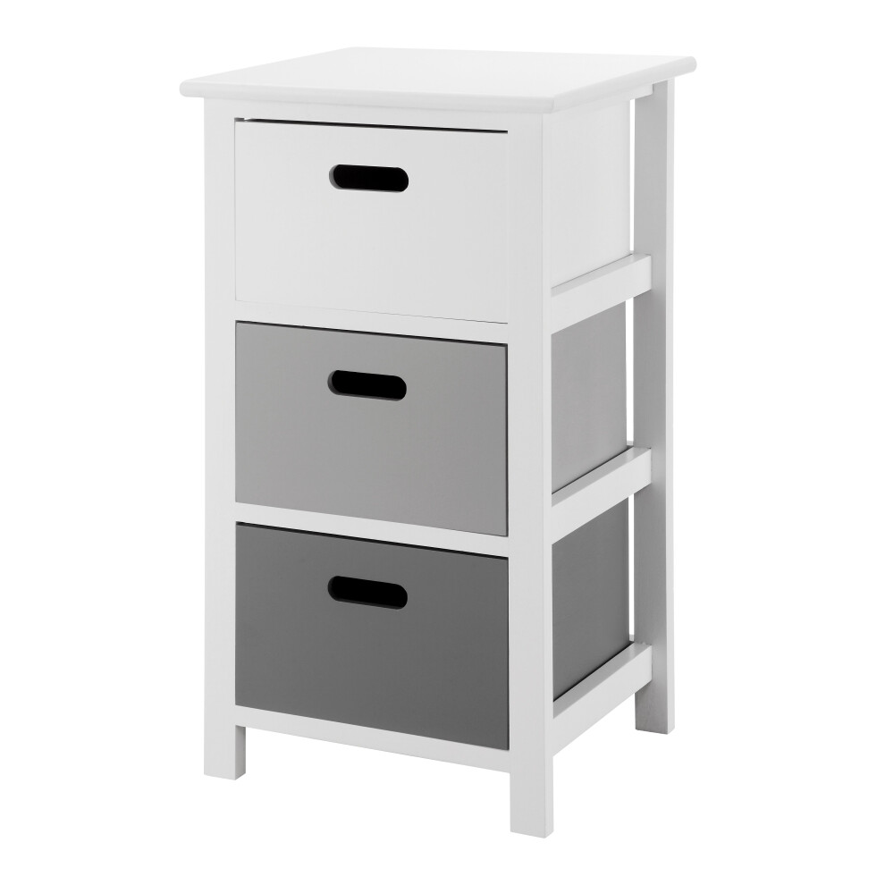 Livivo (3 Drawer) Wooden Storage Cabinet Unit Stand Cupboard Drawer Organiser Bedside Nightstand White,Grey