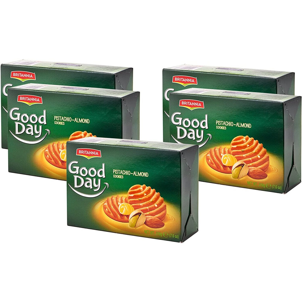 Britannia (Pack Of 5) Good Day Pista And Almond Cookies 216G