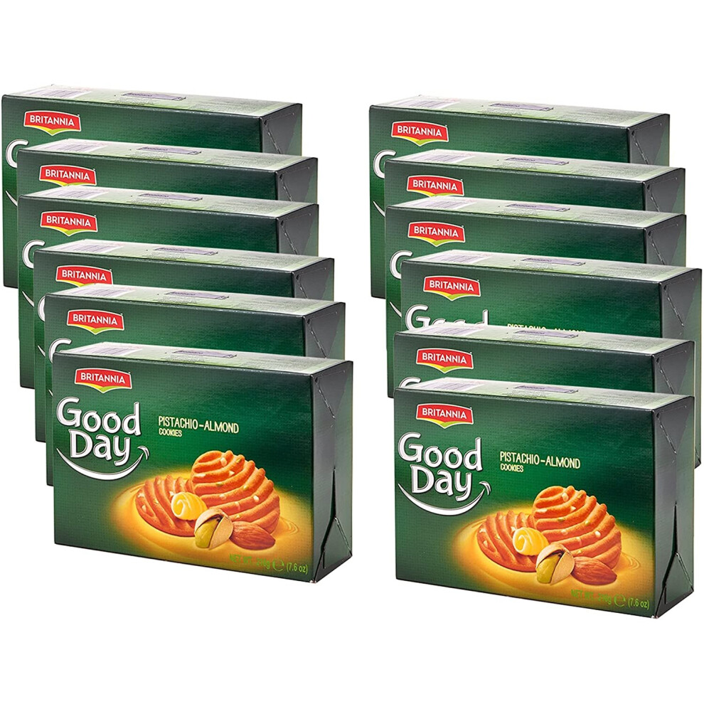 (Pack of 12	) Britannia Good day Pista and Almond Cookies 216g