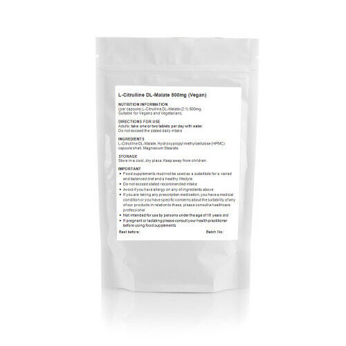90 Capsules - Citrulline Malate 500mg - Workout Muscle Pump Gain (V) 1