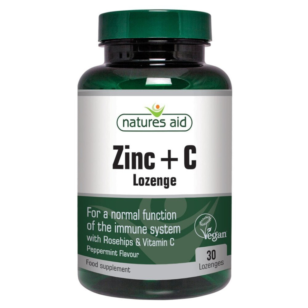 Natures Aid Zinc + C With Rosehips & Vitamin C Peppermint Vegan - 30 Lozenges X 2