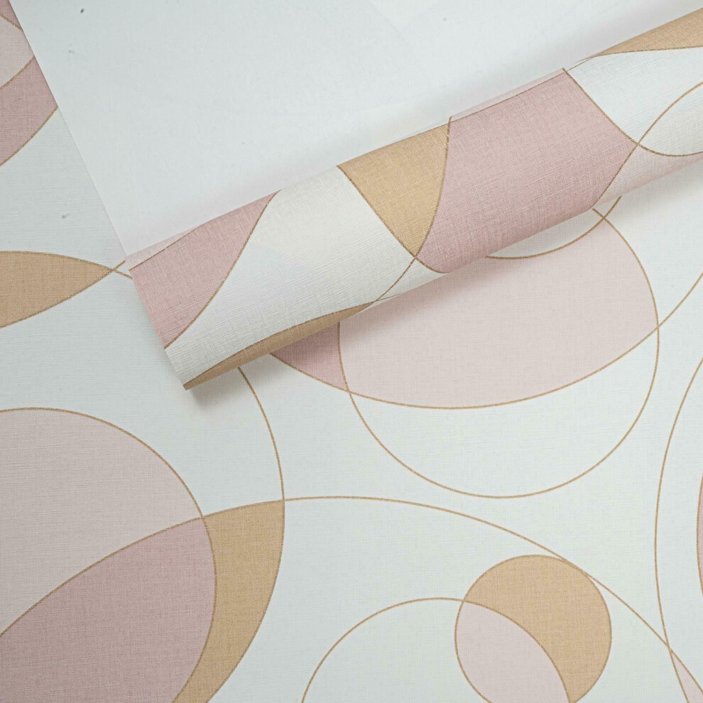 Rasch Retro Circle Pattern Pink Orange Gold White Wallpaper 4000441533019