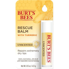 Burt's Bees 100% Natural Origin Rescue Lip Balm With Beeswax and Antioxidant-Rich Turmeric, Unscented, 1 Tube