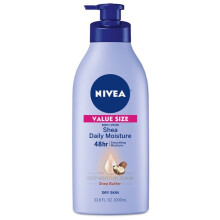 NIVEA Shea Nourish Body Lotion fr trockene Haut, 48-Stunden-Feuchtigkeitslotion mit Sheabutter, 33,8 Fl Oz Pumpflasche