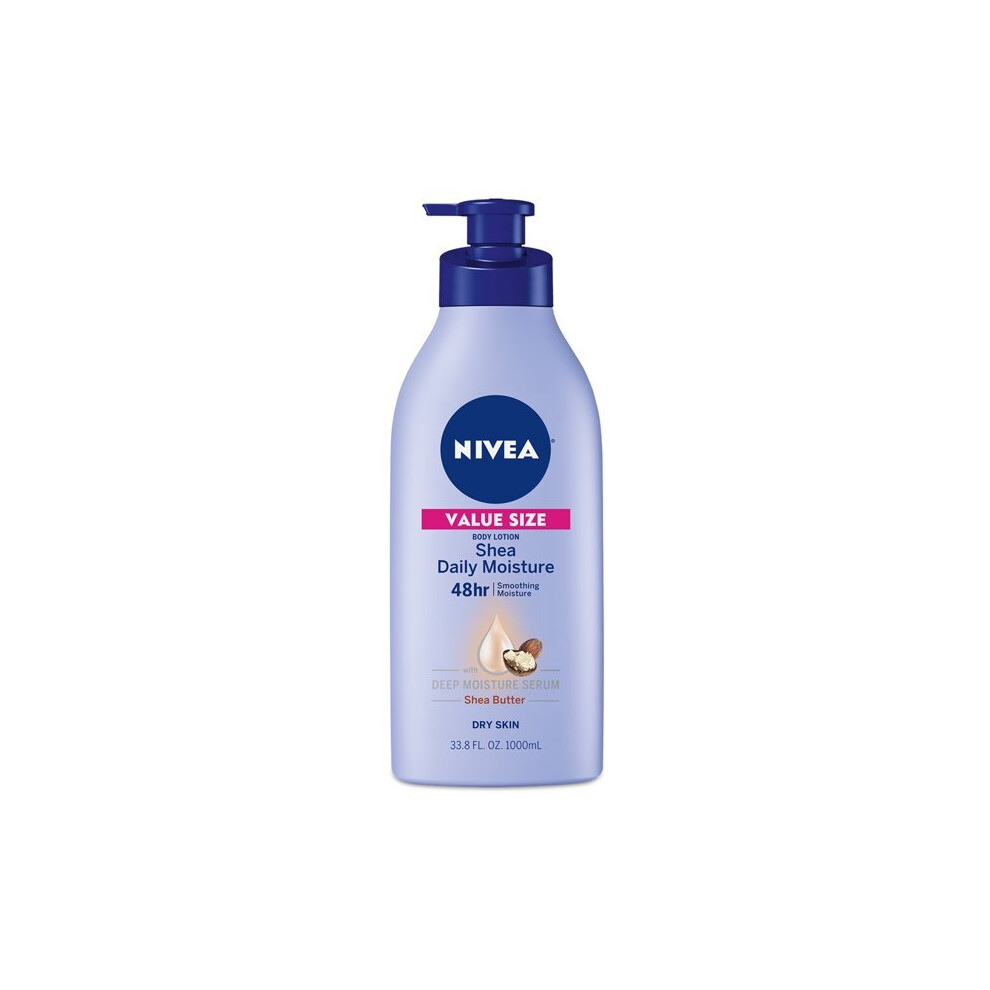 NIVEA Shea Nourish Body Lotion, Dry Skin Lotion with Shea Butter, 33.8 Fl Oz Pump Bottle