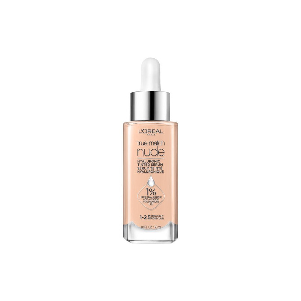 L'Oreal Paris True Match Hyaluronic Tinted Serum Foundation Makeup, 1-2.5 Rosy Light, 1 fl. oz