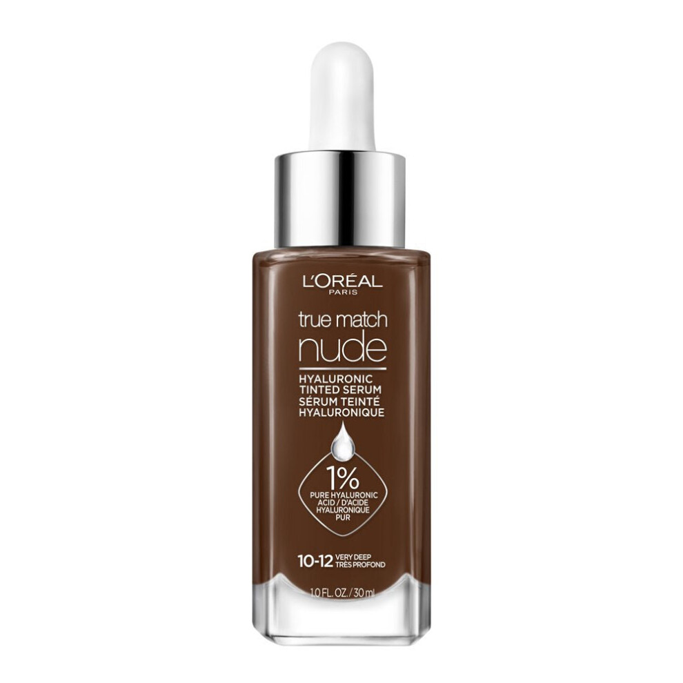 L'Oreal Paris True Match Hyaluronic Tinted Serum Foundation Makeup, Very Deep 10-12, 1 fl. oz