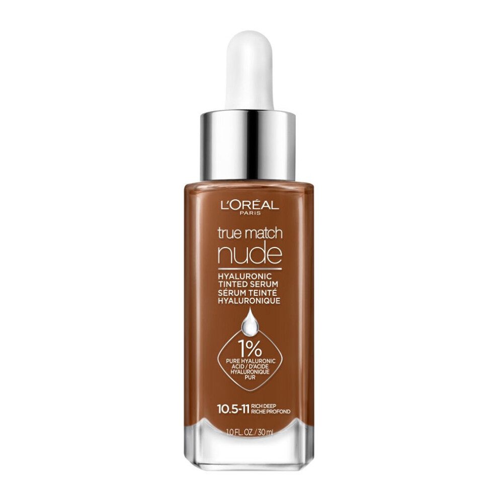 L'Oreal Paris True Match Hyaluronic Tinted Serum Foundation Makeup, Rich Deep 10.5-11, 1