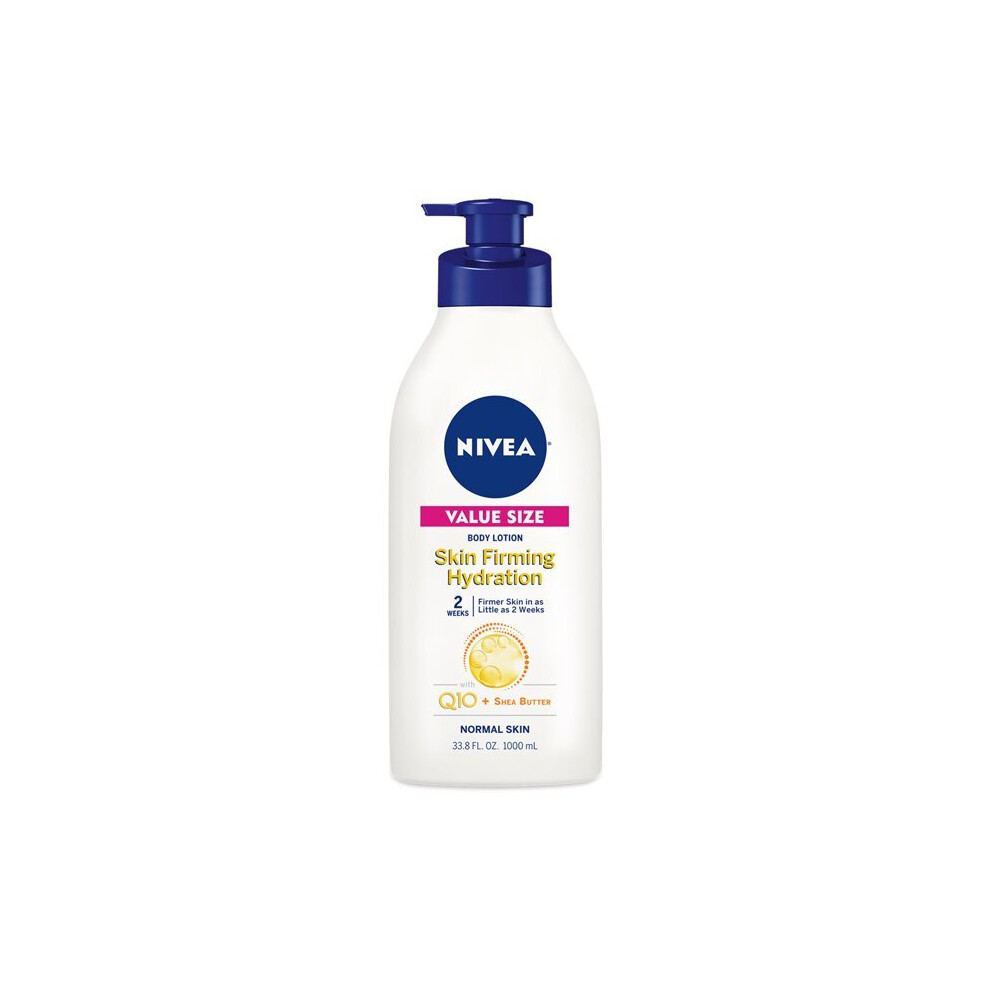 NIVEA Skin Firming Hydration Body Lotion with Q10 and Shea Butter, 33.8 fl. Oz. Pump Bottle