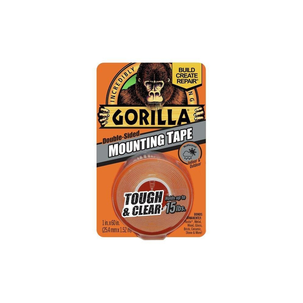 Gorilla Tough & Clear Double-Sided Mounting Tape, 60" Roll