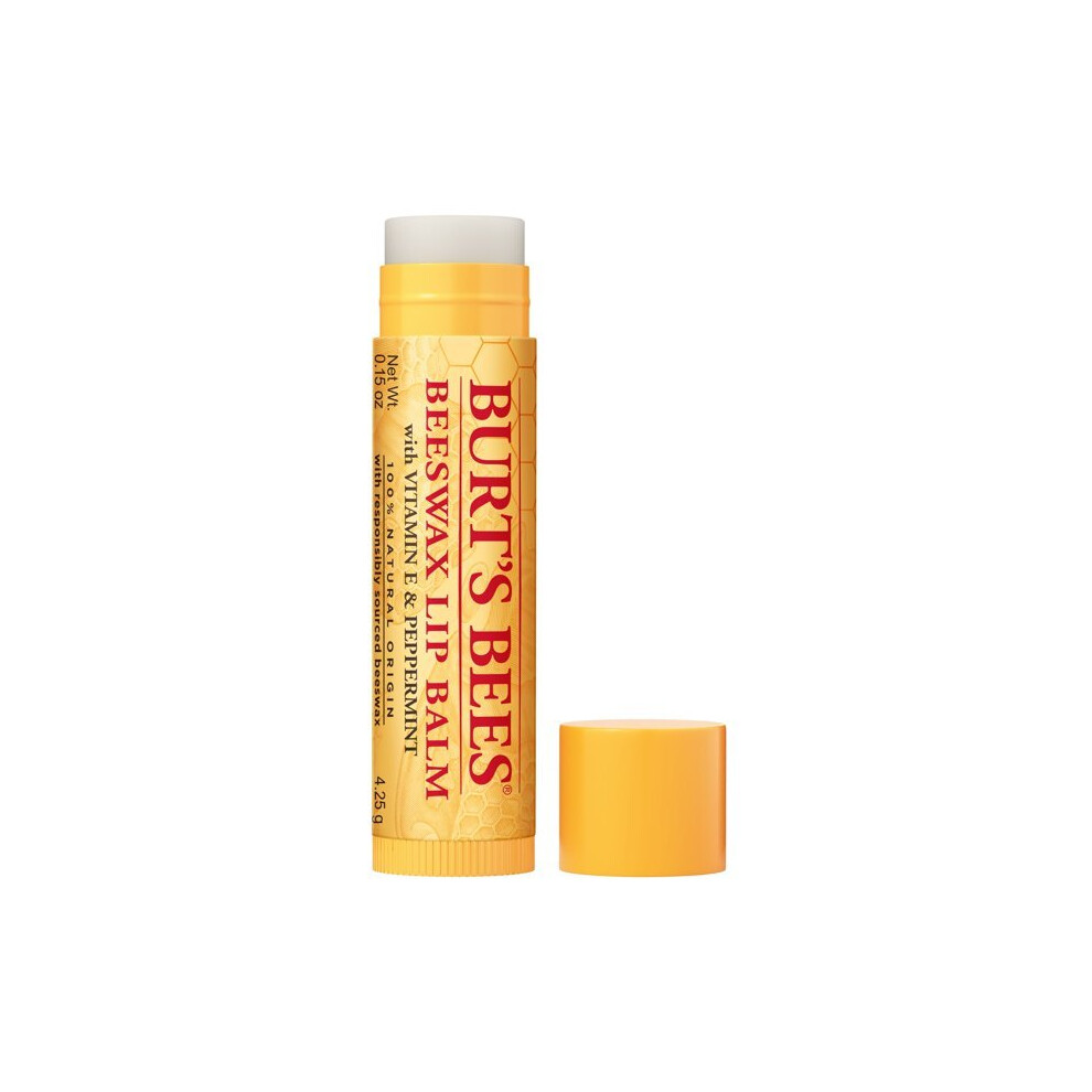 Burt's Bees 100% Natural Origin Moisturizing Lip Balm, Original Beeswax with Vitamin E & Peppermint Oil, 1 Tube