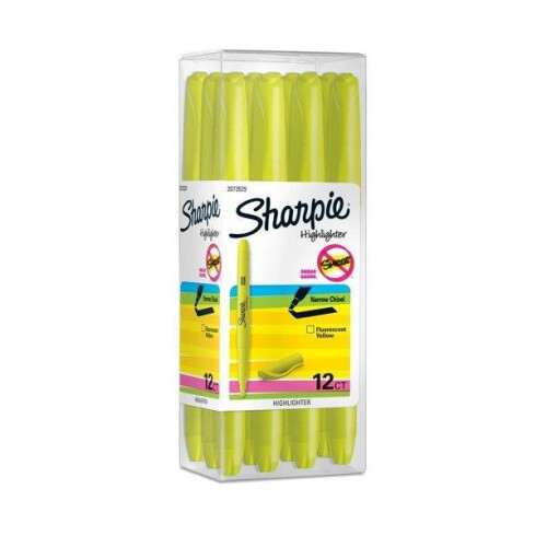 Sharpie Sharpie Pocket Style Highlighter, Fluorescent Yellow, 12 Count