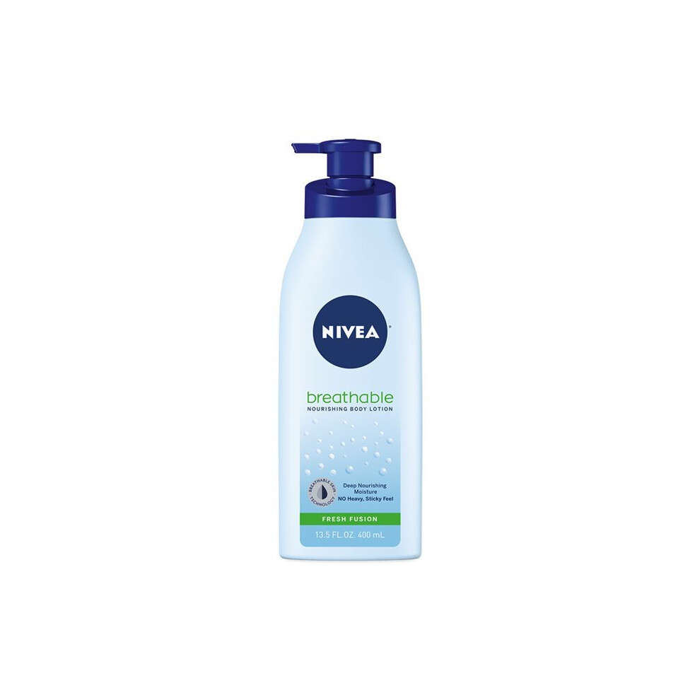 NIVEA Breathable Nourishing Body Lotion Fresh Fusion, Body Lotion for Dry Skin, 13.5 Fl Oz Pump Bottle