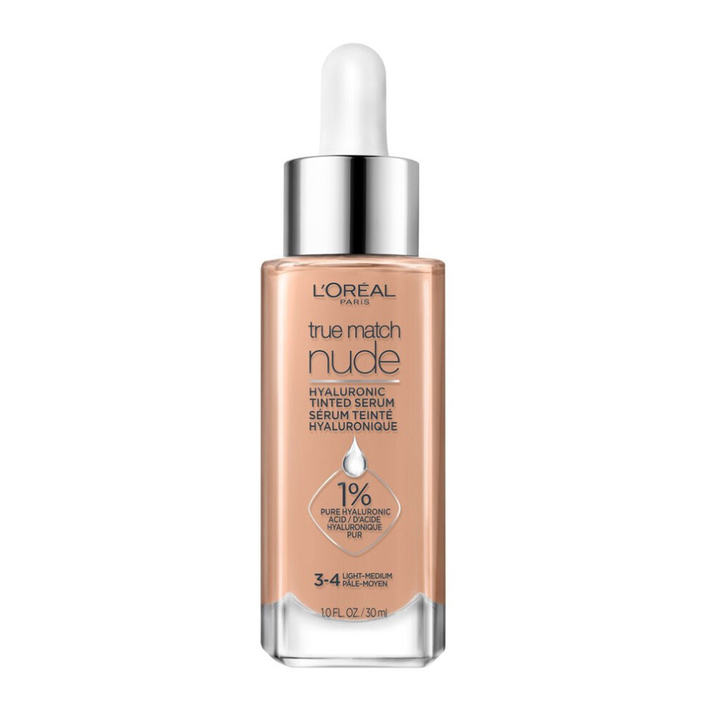 L'Oreal Paris True Match Hyaluronic Tinted Serum Foundation Makeup, Light-Medium 3-4, 1 fl. oz