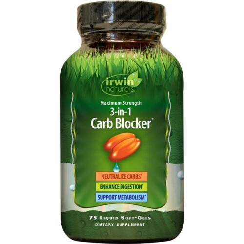 Irwin Naturals, 3-Συστατικό Βλόκερ Καραχίδρων, Μέγιστη Δύναμη, 75 Λιωμένα Μягκές Γεμίδια