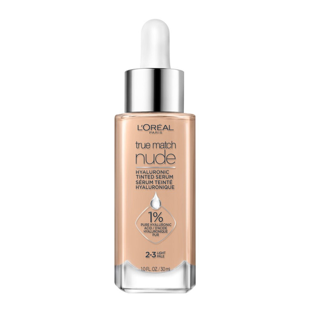 L'Oreal Paris True Match Hyaluronic Tinted Serum Foundation Makeup, Light 2-3, 1 fl. oz