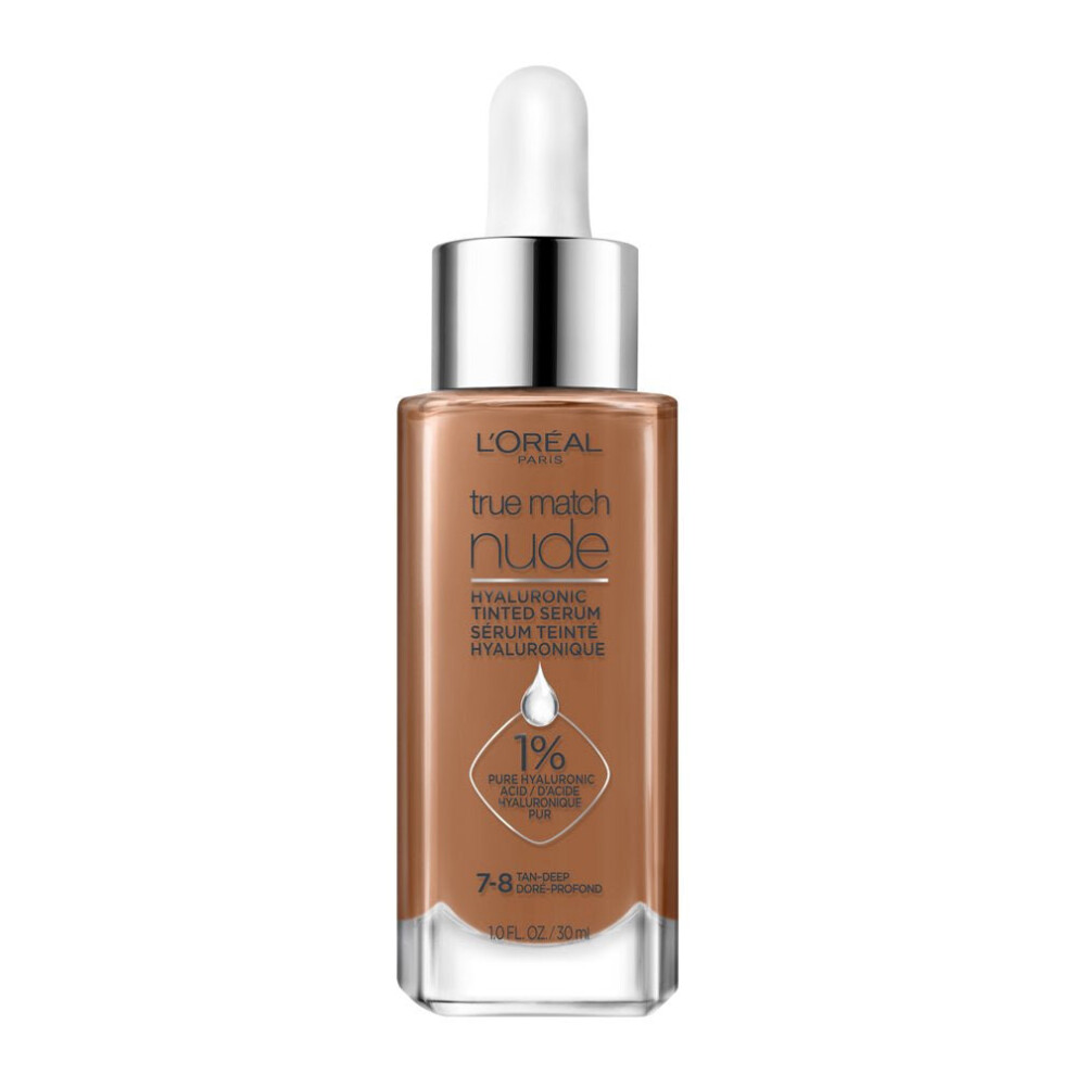 L'Oreal Paris True Match Hyaluronic Tinted Serum Foundation Makeup, Tan-Deep 7-8, 1 fl. oz