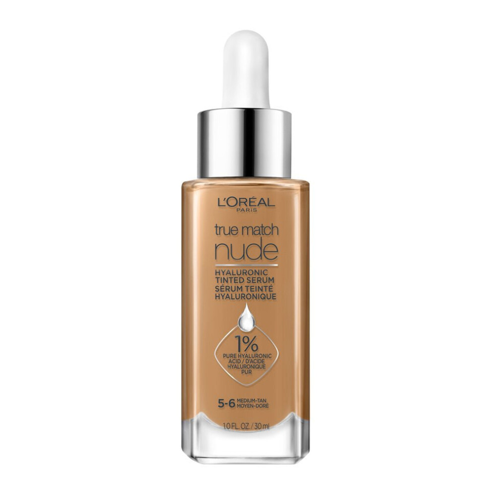 L'Oreal Paris True Match Hyaluronic Tinted Serum Makeup Skincare Hybrid, Medium Tan 5-6, 1 fl. oz