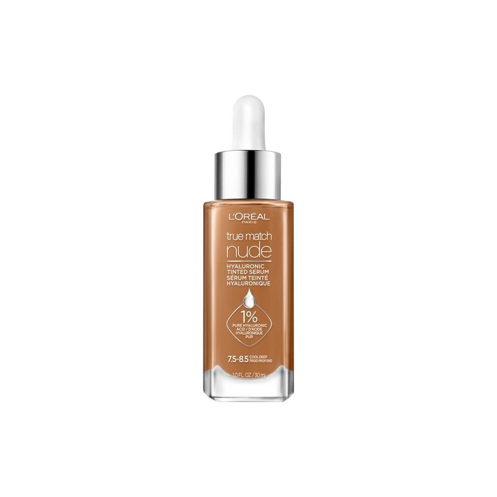 L'Oreal Paris True Match Hyaluronic Tinted Serum Foundation Makeup, 7.5-8.5 Cool Deep, 1 fl. oz