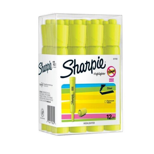 Sharpie Sharpie Tank Highlighters, Chisel Tip, Fluorescent Yellow, 12 Count