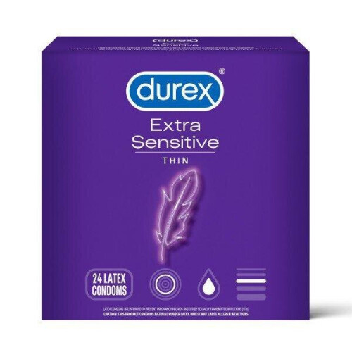 Durex Durex, Extra Sensitiv Dünn, Regular Passform, 24 Latex Kondome