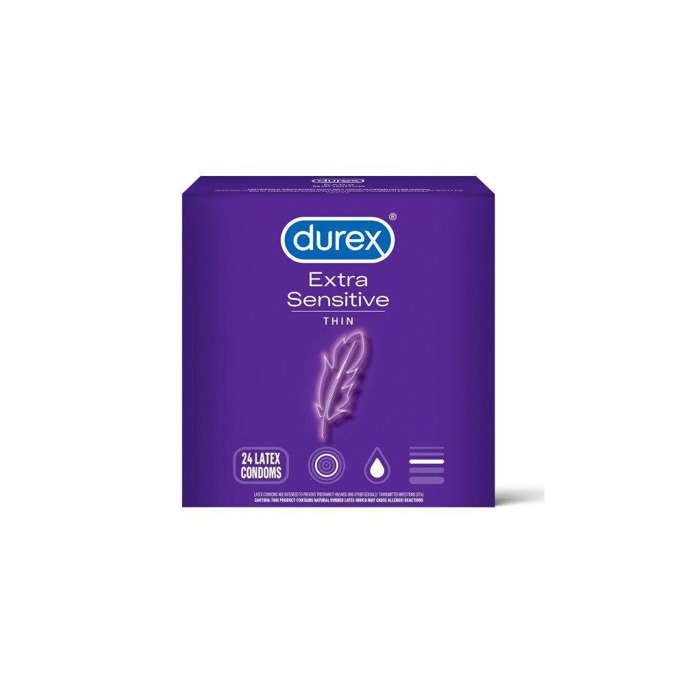 Durex Extra Sensitive Extra Lubricated Latex Condoms - 24 Count