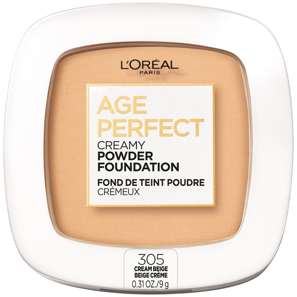 L'Oreal Paris Age Perfect Creamy Powder Foundation with Minerals, Cream Beige, 0.31 oz