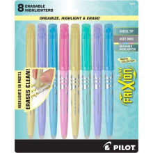 Pilot FriXion Light Pastel Erasable Highligher, Chisel Tip, Asst, 8ct