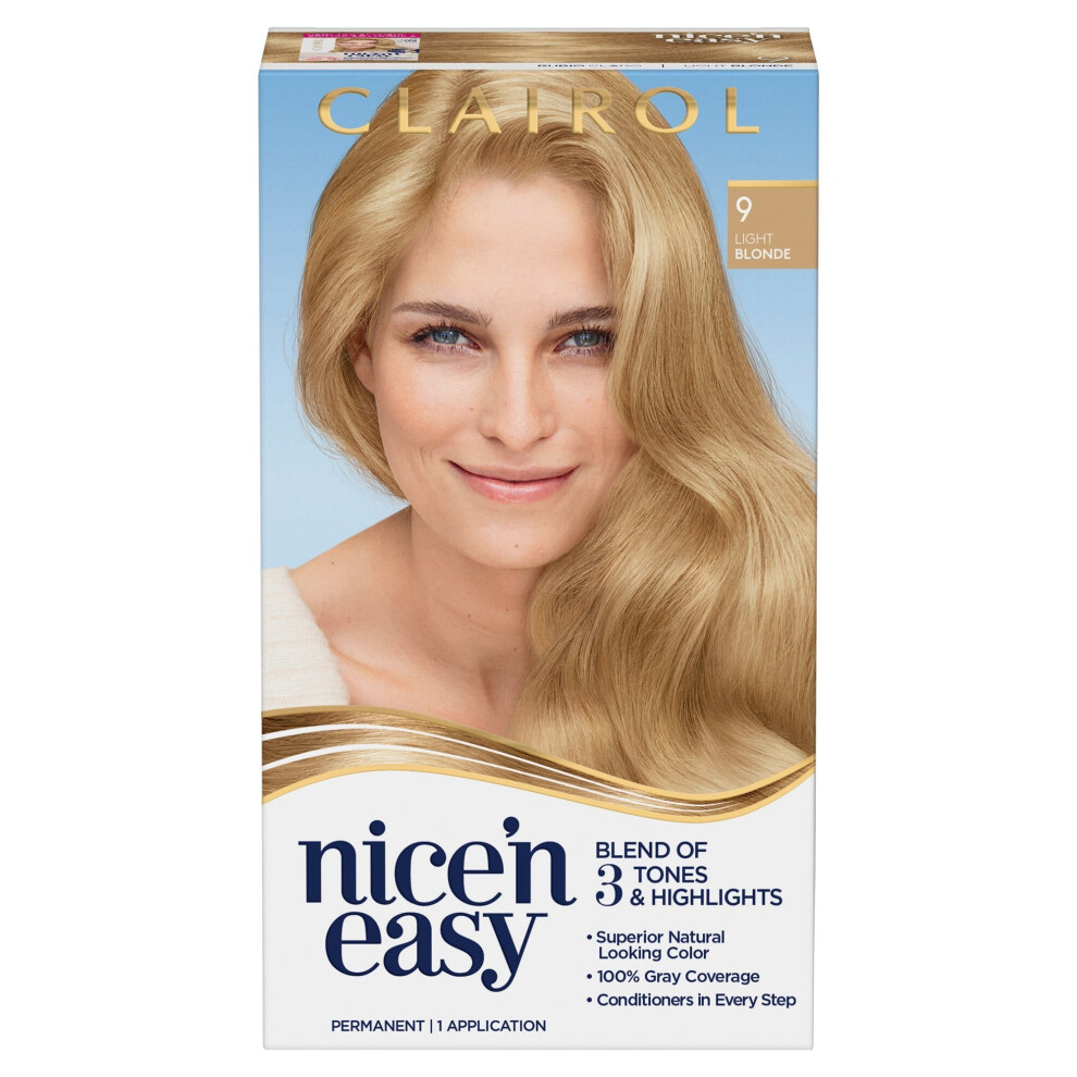 Clairol Nice'n Easy Permanent Hair Color CrÃ¨me 9 Light Blonde, 1 Application