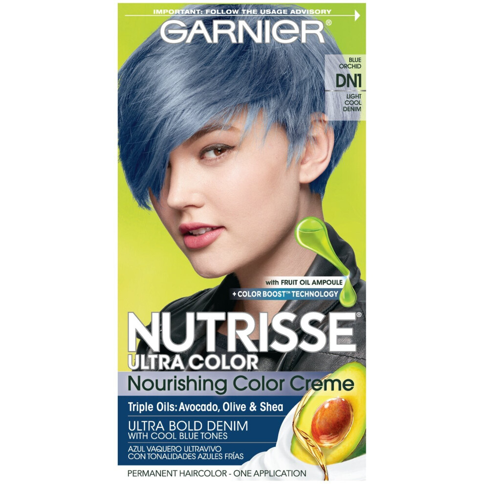 Garnier Nutrisse Ultra Color Nourishing Bold Permanent Hair Color Creme, DN1 Light Cool Denim, 1 kit