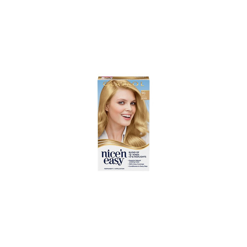 Clairol Nice'n Easy Permanent Hair Color Creme, 9G Light Golden Blonde, Hair Dye, 1 Application