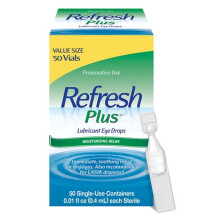 Refresh Plus Non-Preserved Tears Lubricant Eye Drops, 50 Single-Use Vials, 0.4 mL - Preservative-Free Dry Eye Relief