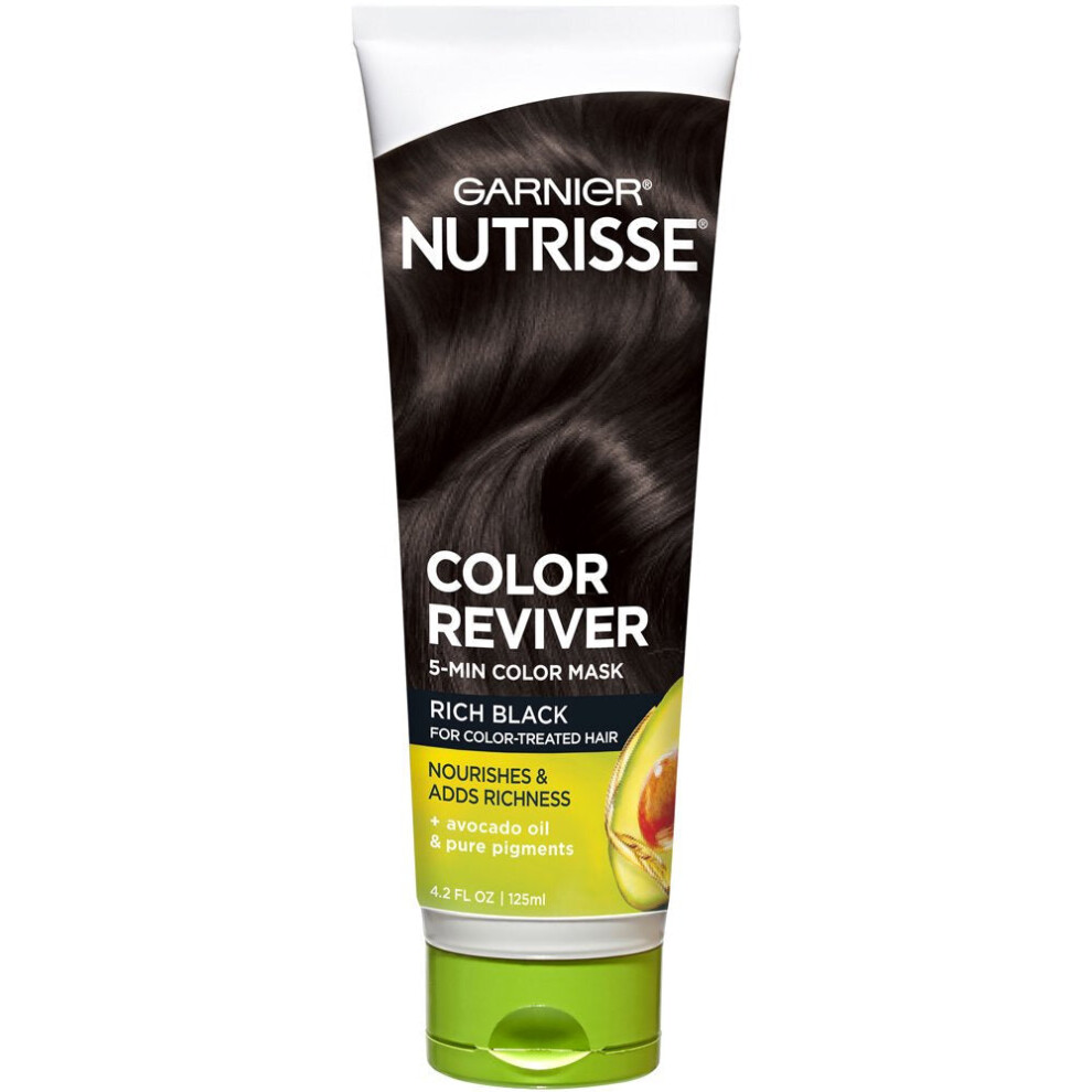 Garnier Nutrisse Color Reviver 5 Minute Nourishing Color Hair Mask, Rich Black, 4.2 fl. oz