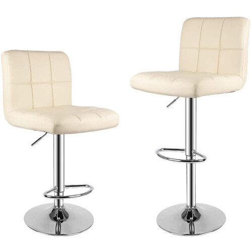 2X White Counter Bar Stools UK PU Adjustable Breakfast Chairs Best