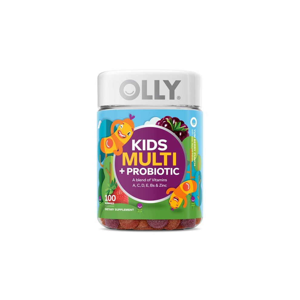 OLLY Kids Multivitamin Probiotic Gummy, Vitamin A, C, D, E, B, Zinc, 100 Ct