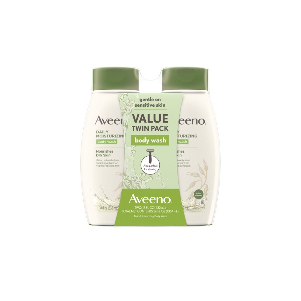 Aveeno Daily Moisturizing Soothing Oat Body Wash, Twin Pack, 18 fl. oz