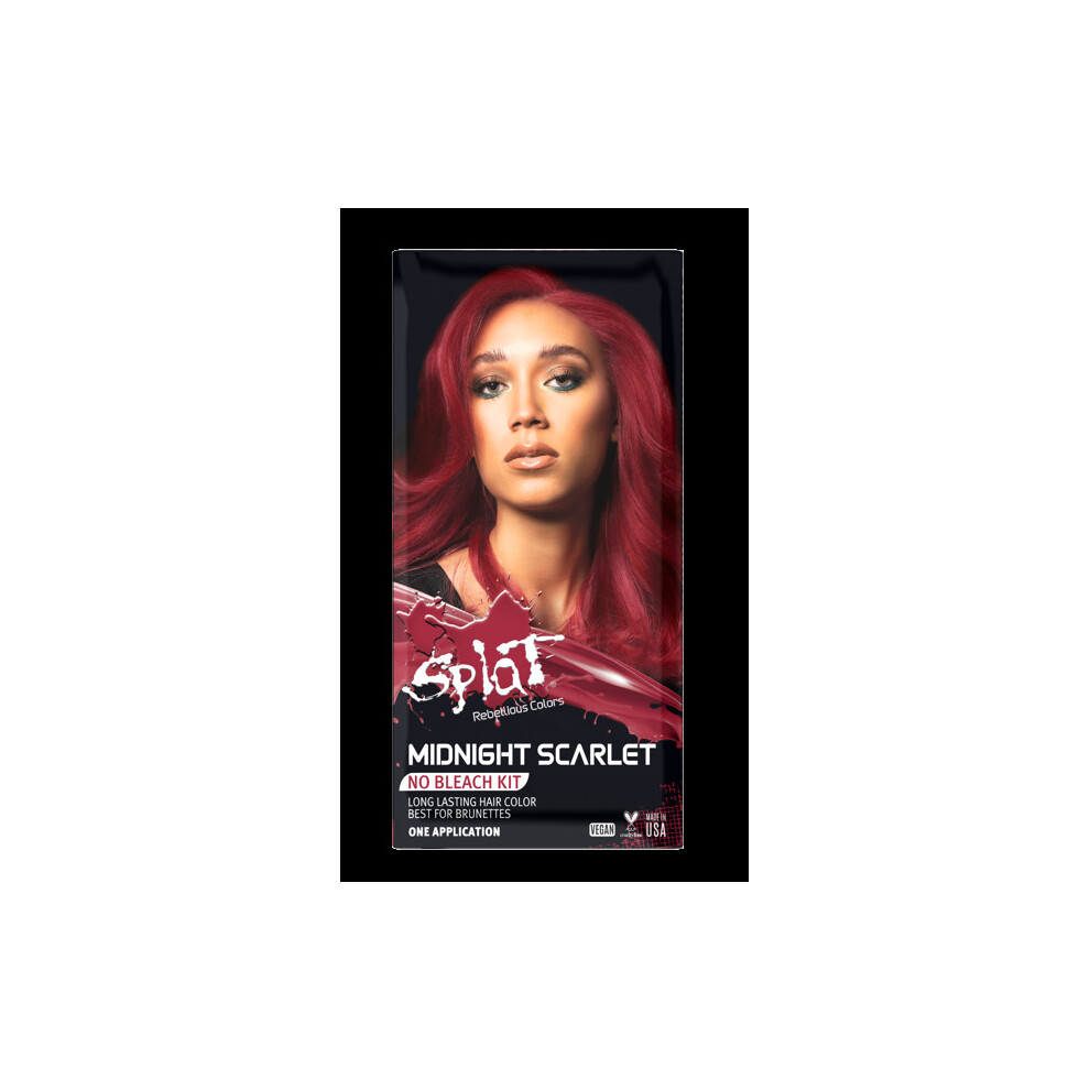 Splat 30 Wash Semi-Permanent Midnight Scarlet Hair Color, No Bleach Dark Red Dye