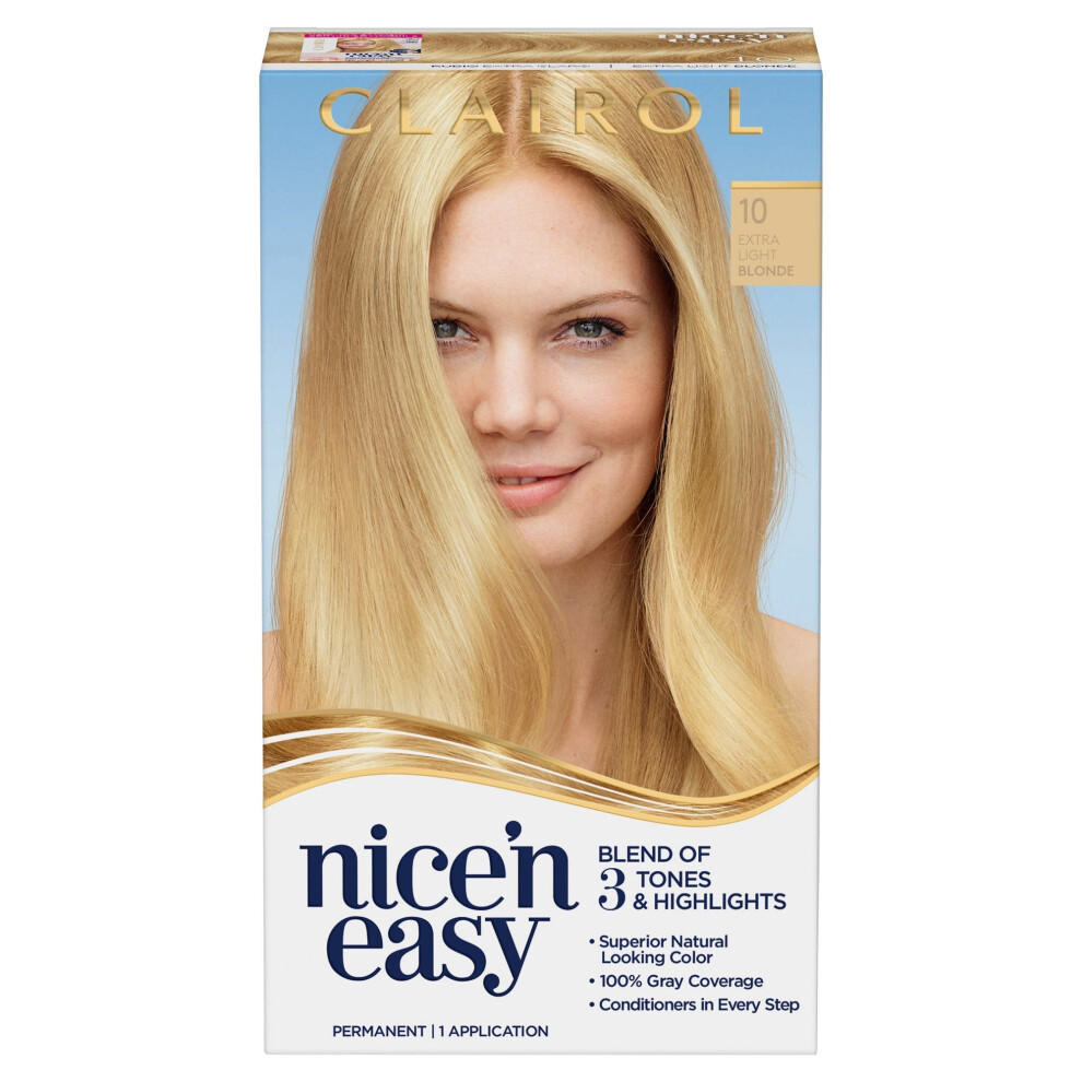 Clairol Nice'n Easy Permanent Hair Color CrÃ¨me 10 Extra Light Blonde, 1 Application