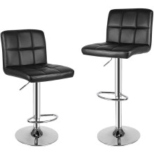 2X Black Bar Counter Stools UK PU Adjustable Breakfast Chairs Best