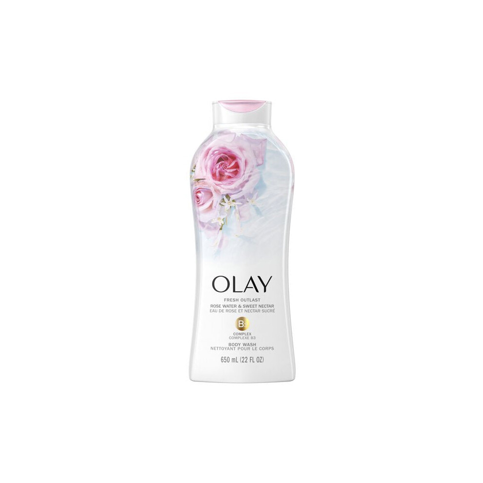 Olay Fresh Outlast Rose Water and Sweet Nectar Body Wash, 22 fl. Oz.