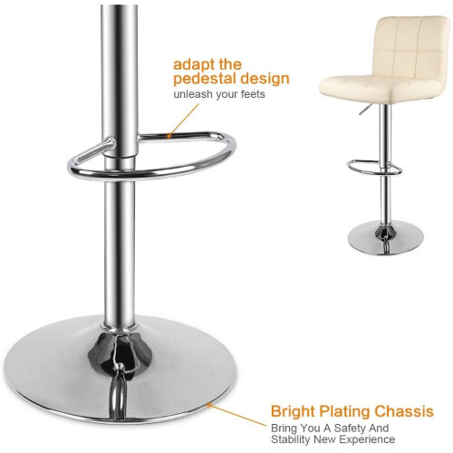 2X White Counter Bar Stools UK PU Adjustable Breakfast Chairs Best 1