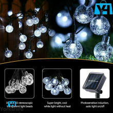 (10m CRYSTAL BALL WHITE LIGHT) 50 Led Retro Bulb Ball Solar Light Outdoor Garden Lawn Path String Fairy Lamps