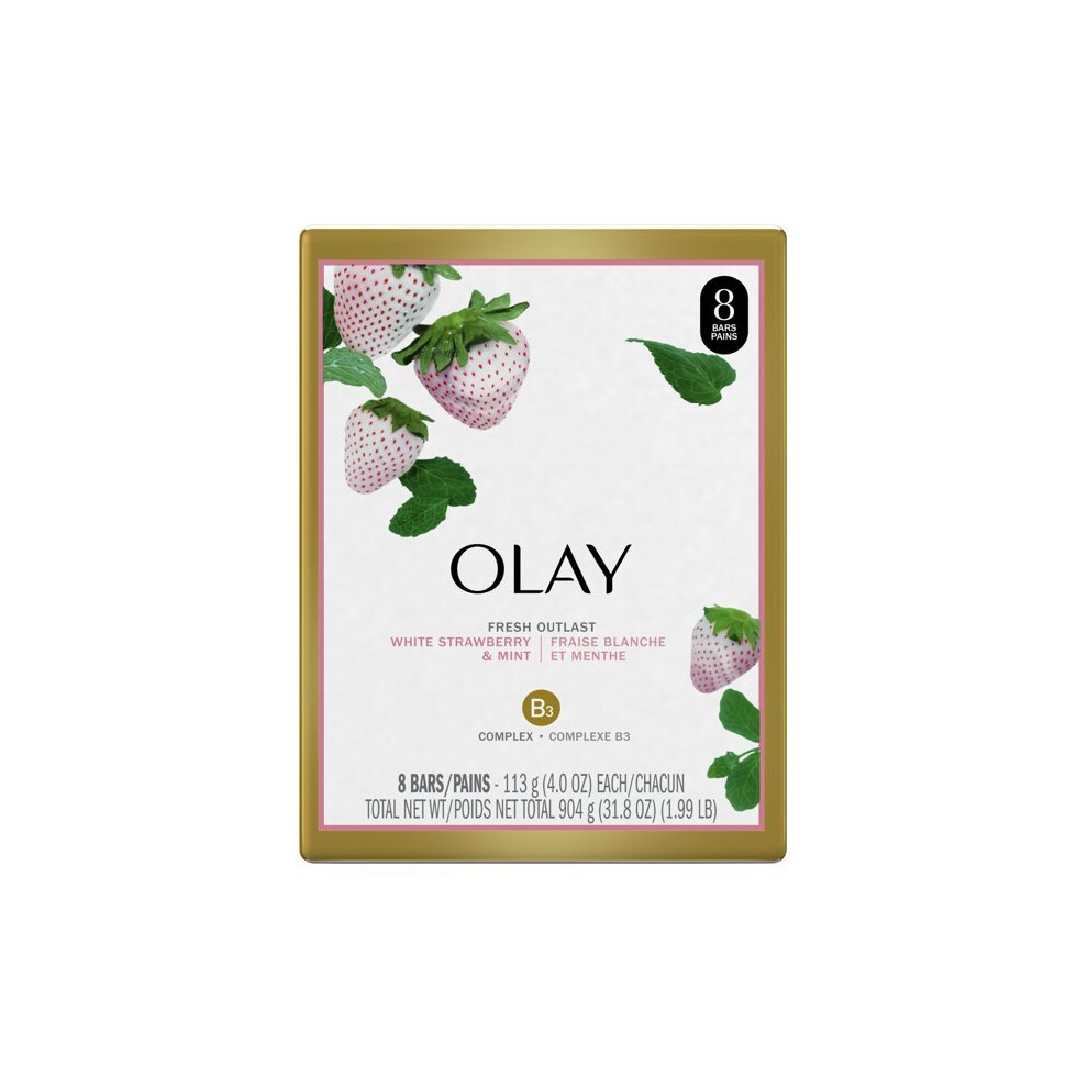 Olay Fresh Outlast Cooling White Strawberry & Mint Beauty Bar 4 oz, 8 Ct